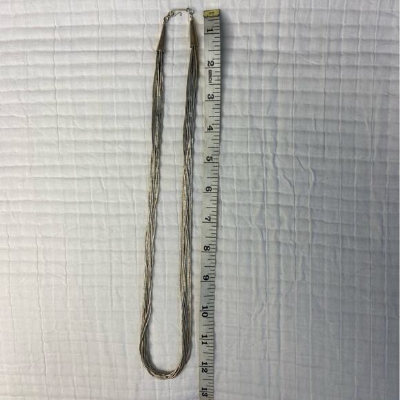 ESTATE STERLING SILVER 10 STRAND 12” LIQUID SILVER HEISHI OLD PAWN - Picture 9 of 9